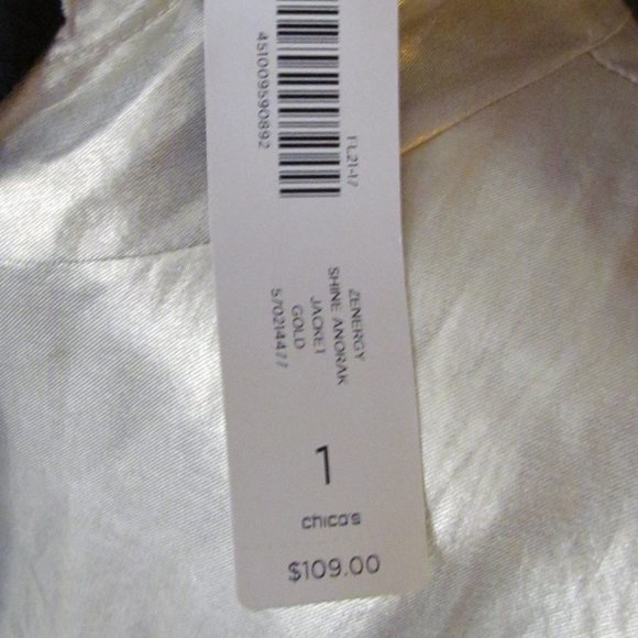 Chico's Zenergy Lightweight Gold Shine Anorak Polyester Jacket sz 1 = Med/8 NWT - Picture 2 of 10